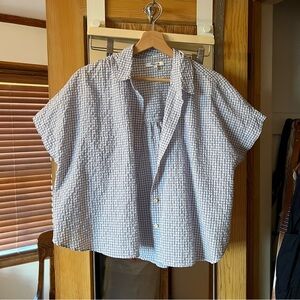 Madewell blue and White seersucker / Gingham button down